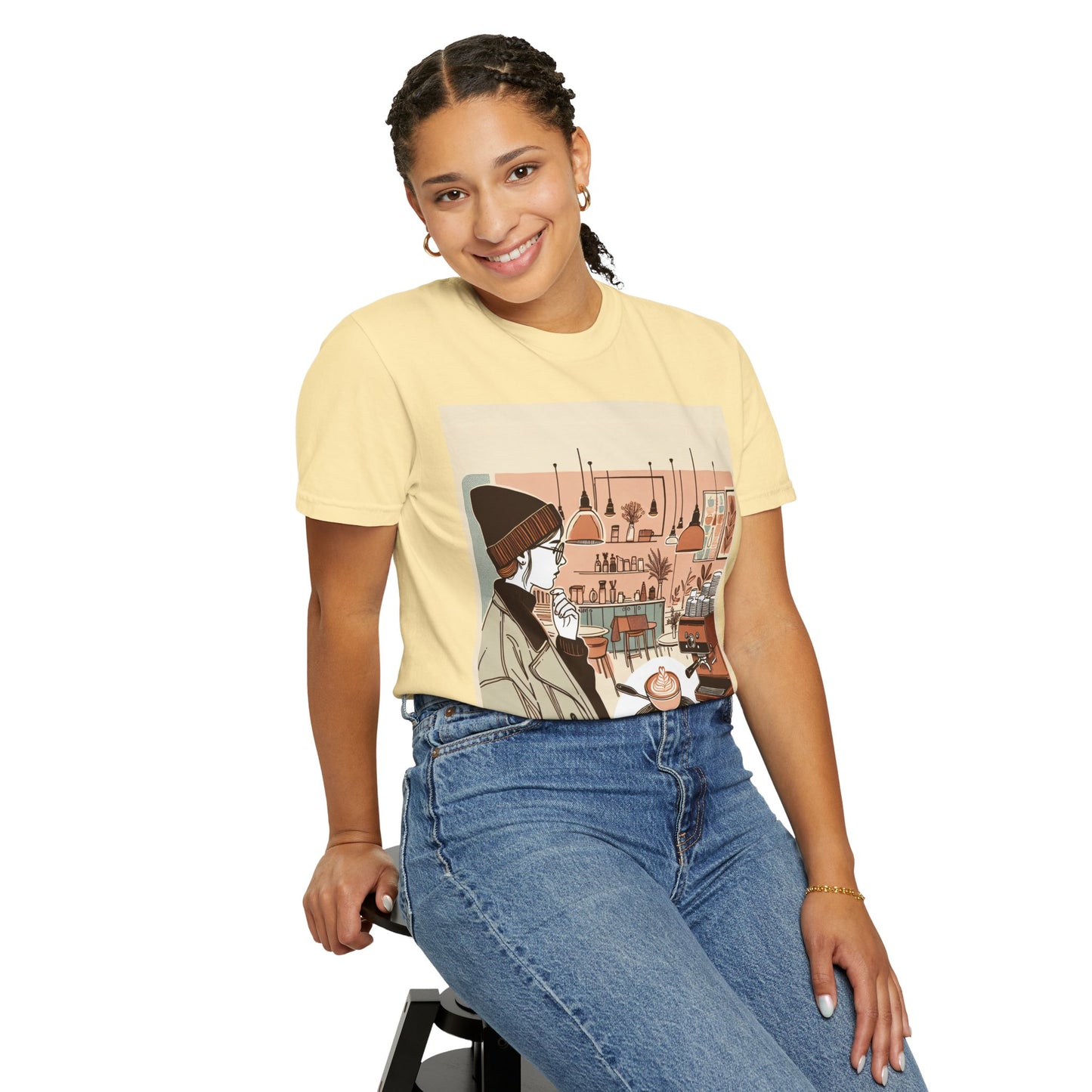 Cozy Cafe Unisex Garment-Dyed T-Shirt - Perfect for Coffee Lovers