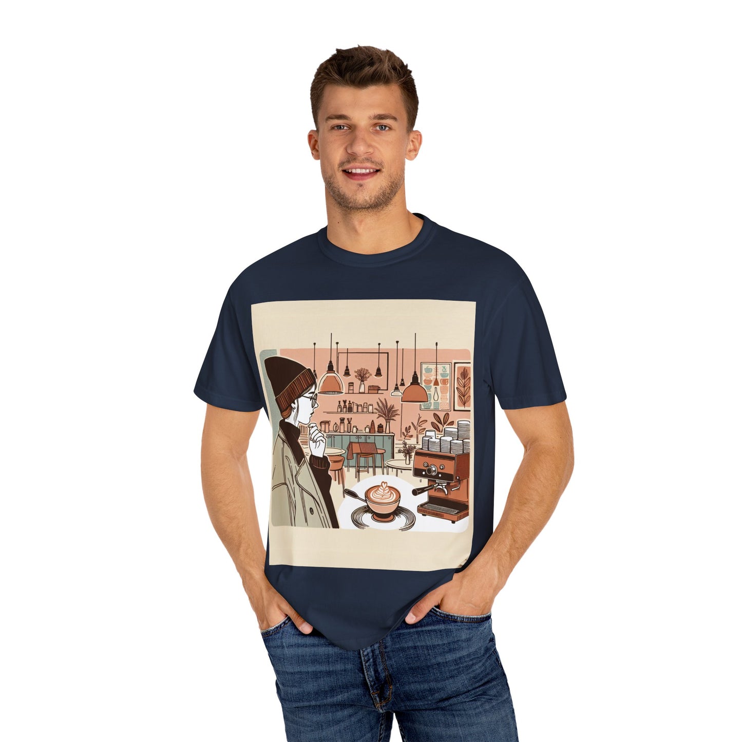 Cozy Cafe Unisex Garment-Dyed T-Shirt - Perfect for Coffee Lovers