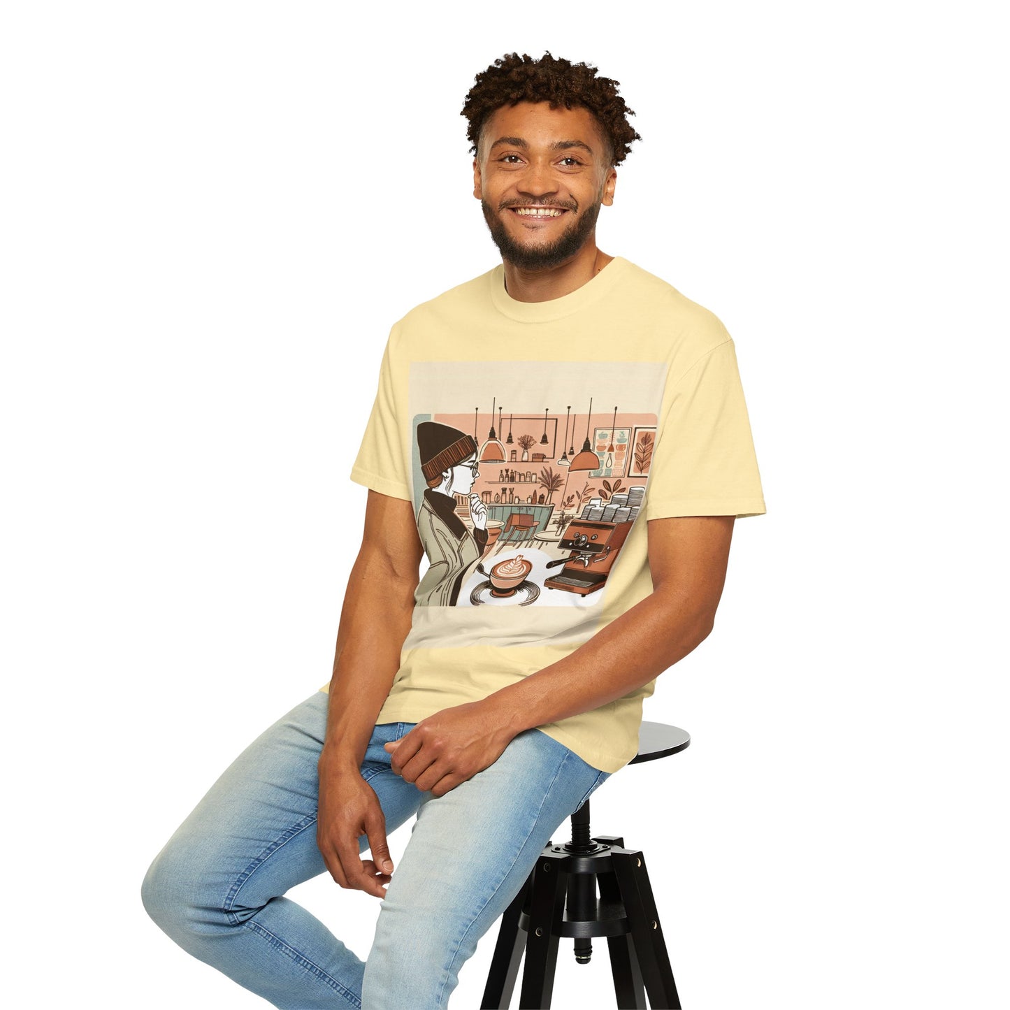 Cozy Cafe Unisex Garment-Dyed T-Shirt - Perfect for Coffee Lovers