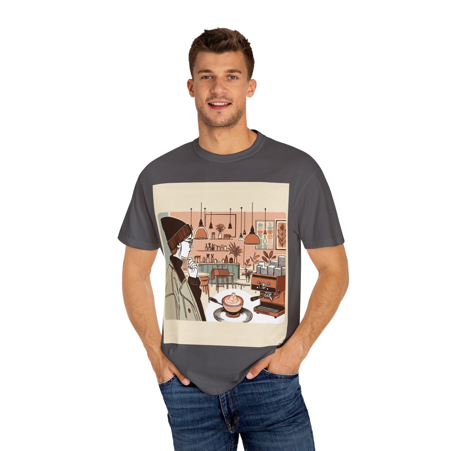 Cozy Cafe Unisex Garment-Dyed T-Shirt - Perfect for Coffee Lovers