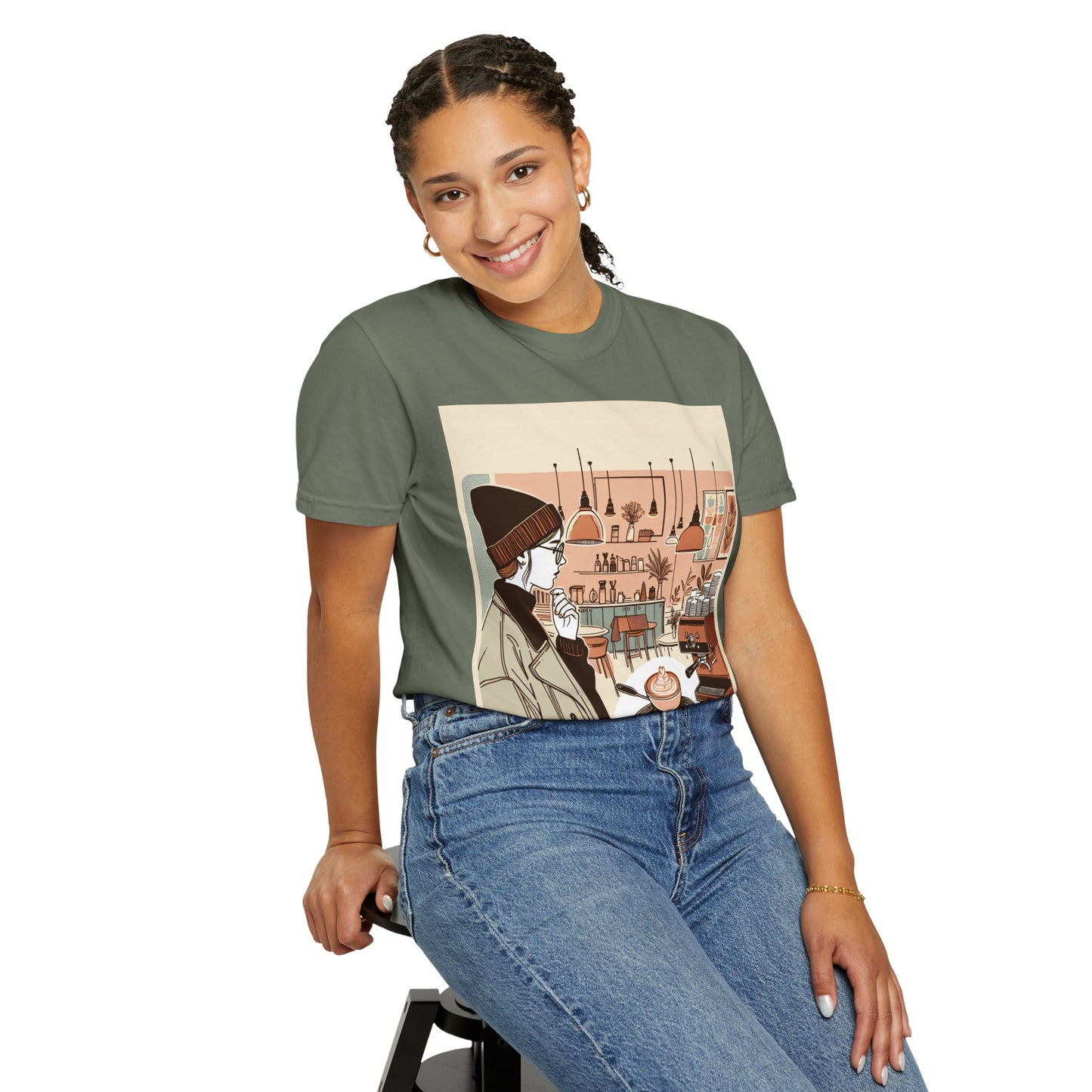 Cozy Cafe Unisex Garment-Dyed T-Shirt - Perfect for Coffee Lovers