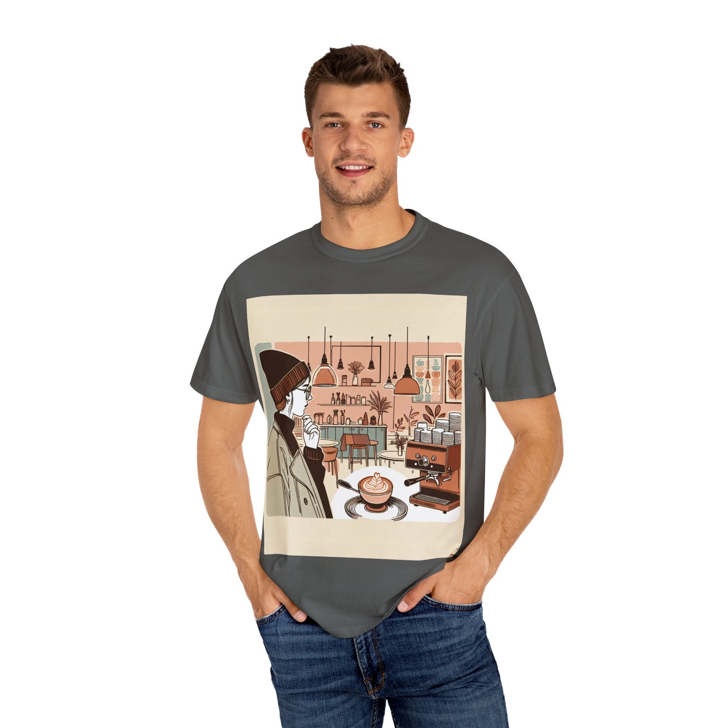Cozy Cafe Unisex Garment-Dyed T-Shirt - Perfect for Coffee Lovers