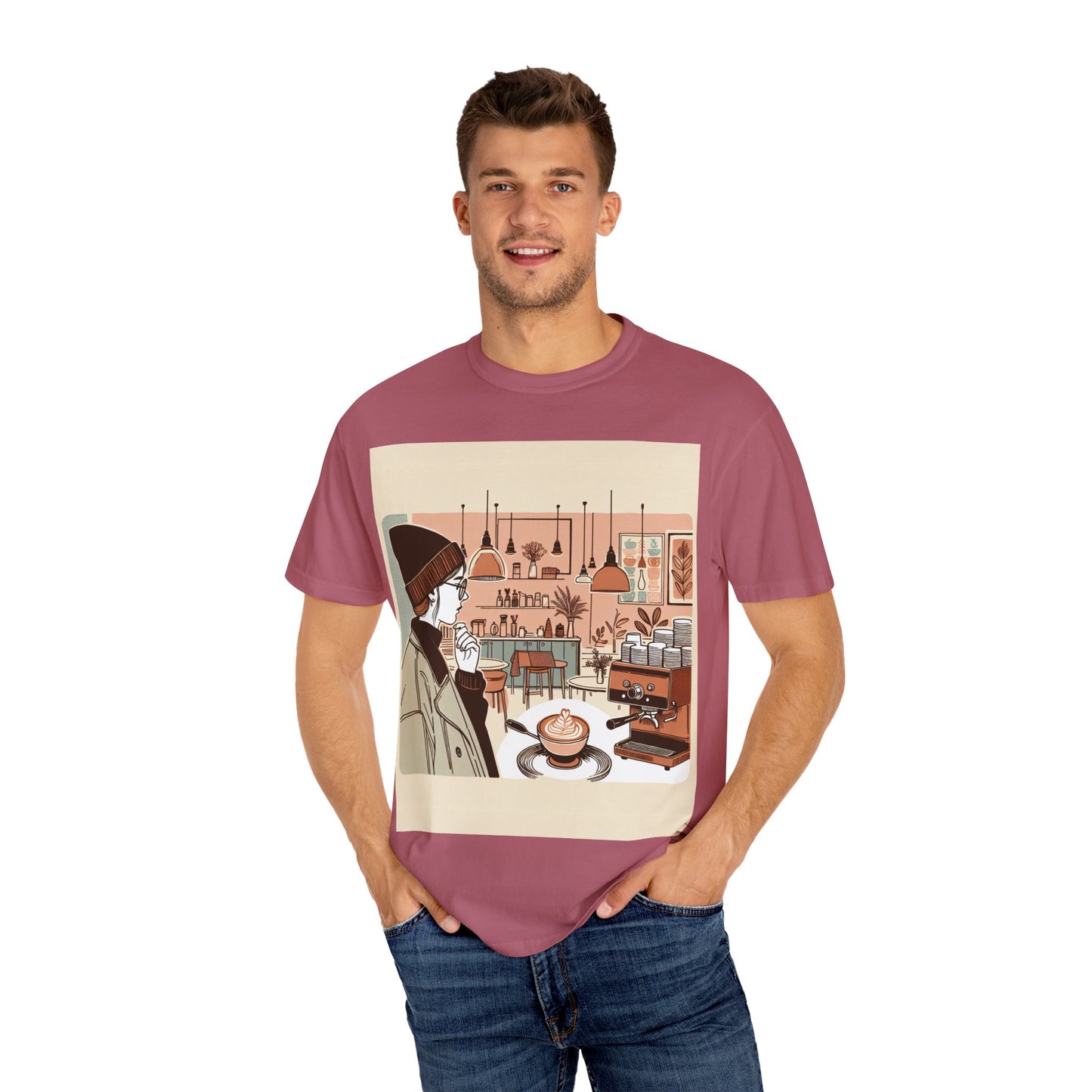 Cozy Cafe Unisex Garment-Dyed T-Shirt - Perfect for Coffee Lovers