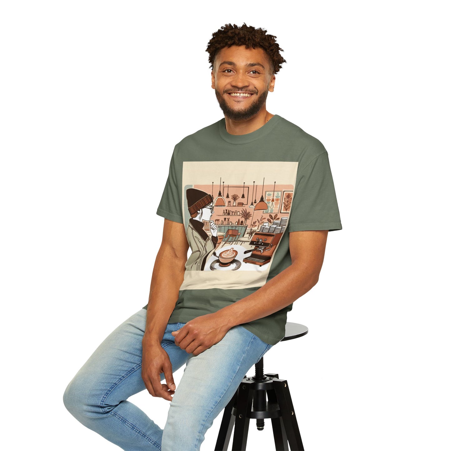 Cozy Cafe Unisex Garment-Dyed T-Shirt - Perfect for Coffee Lovers