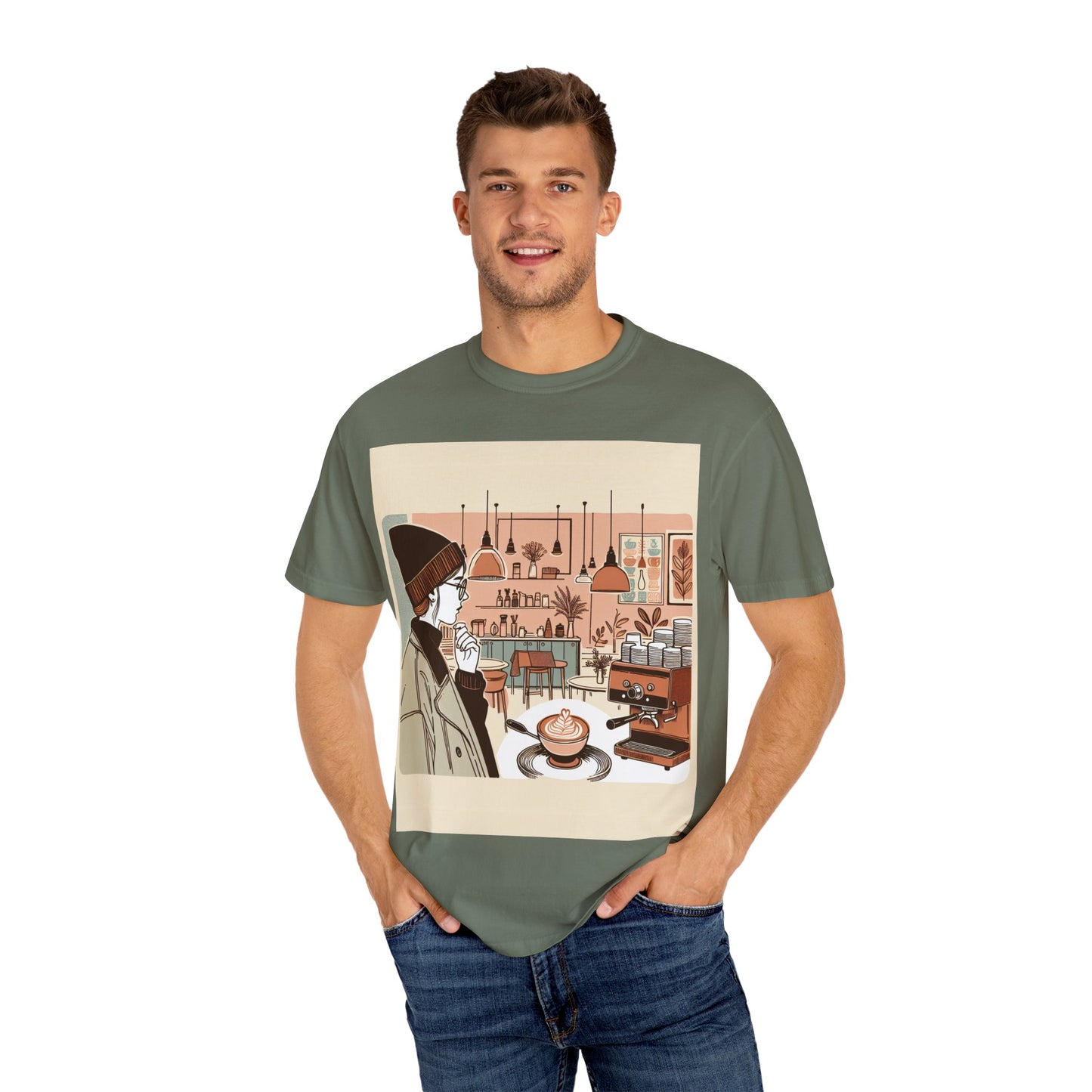 Cozy Cafe Unisex Garment-Dyed T-Shirt - Perfect for Coffee Lovers