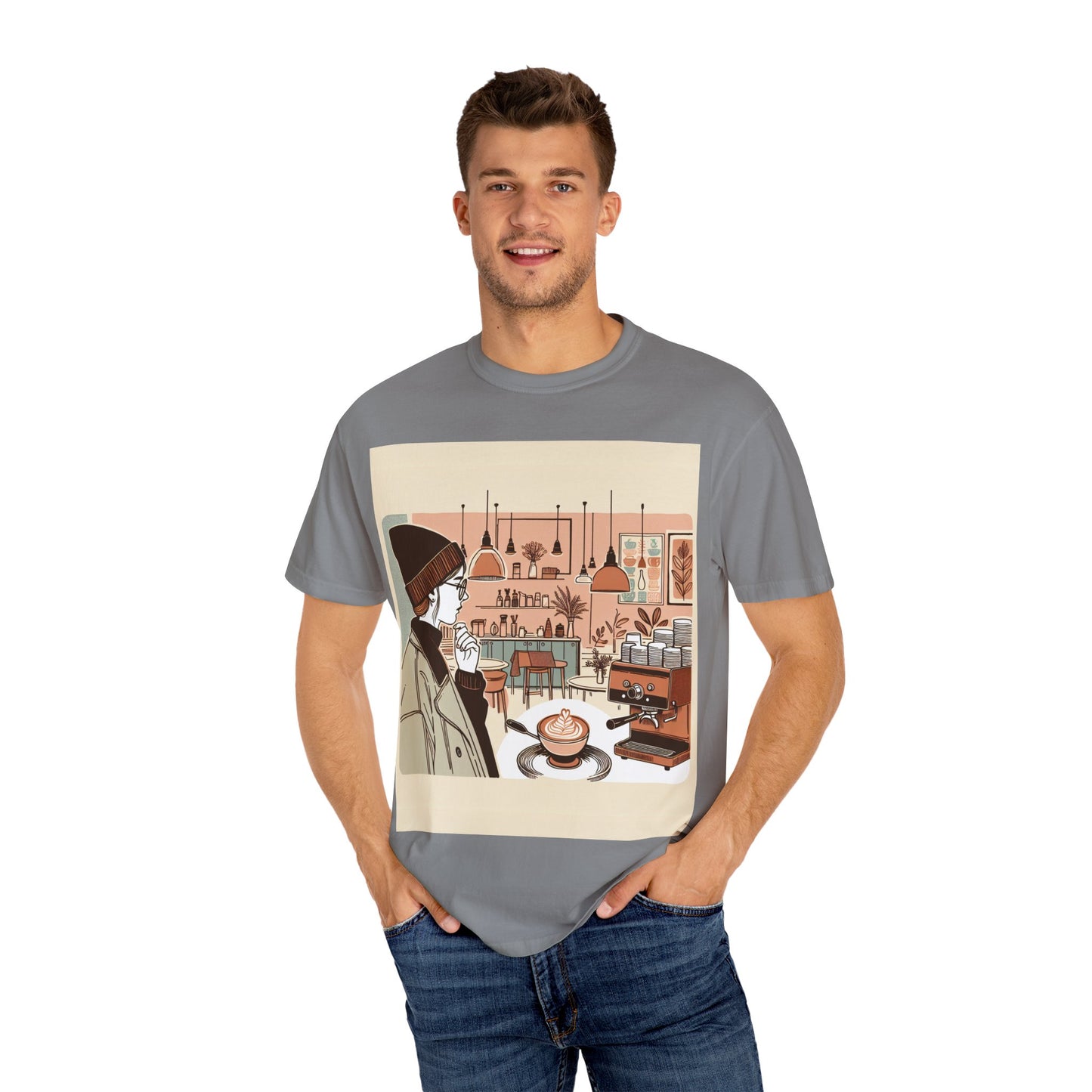 Cozy Cafe Unisex Garment-Dyed T-Shirt - Perfect for Coffee Lovers
