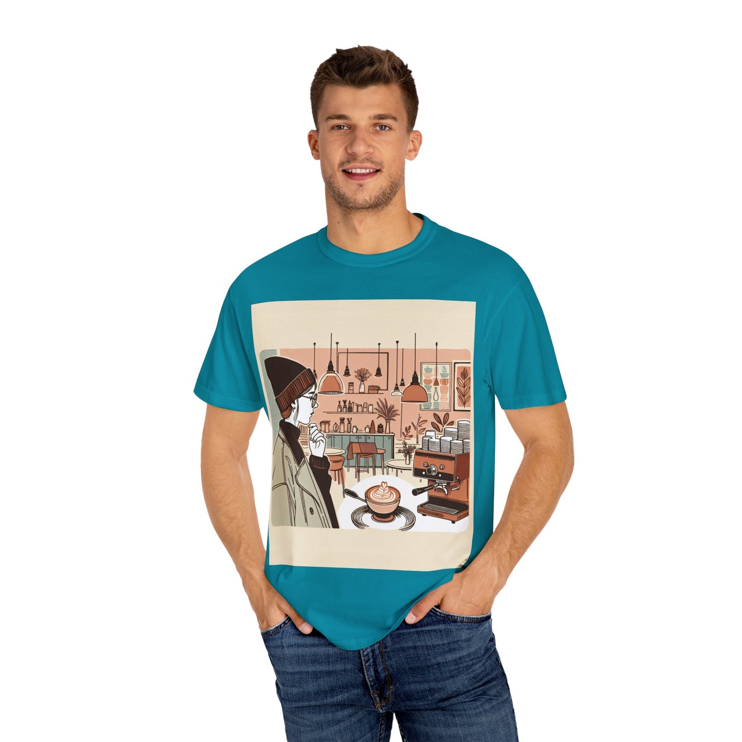 Cozy Cafe Unisex Garment-Dyed T-Shirt - Perfect for Coffee Lovers