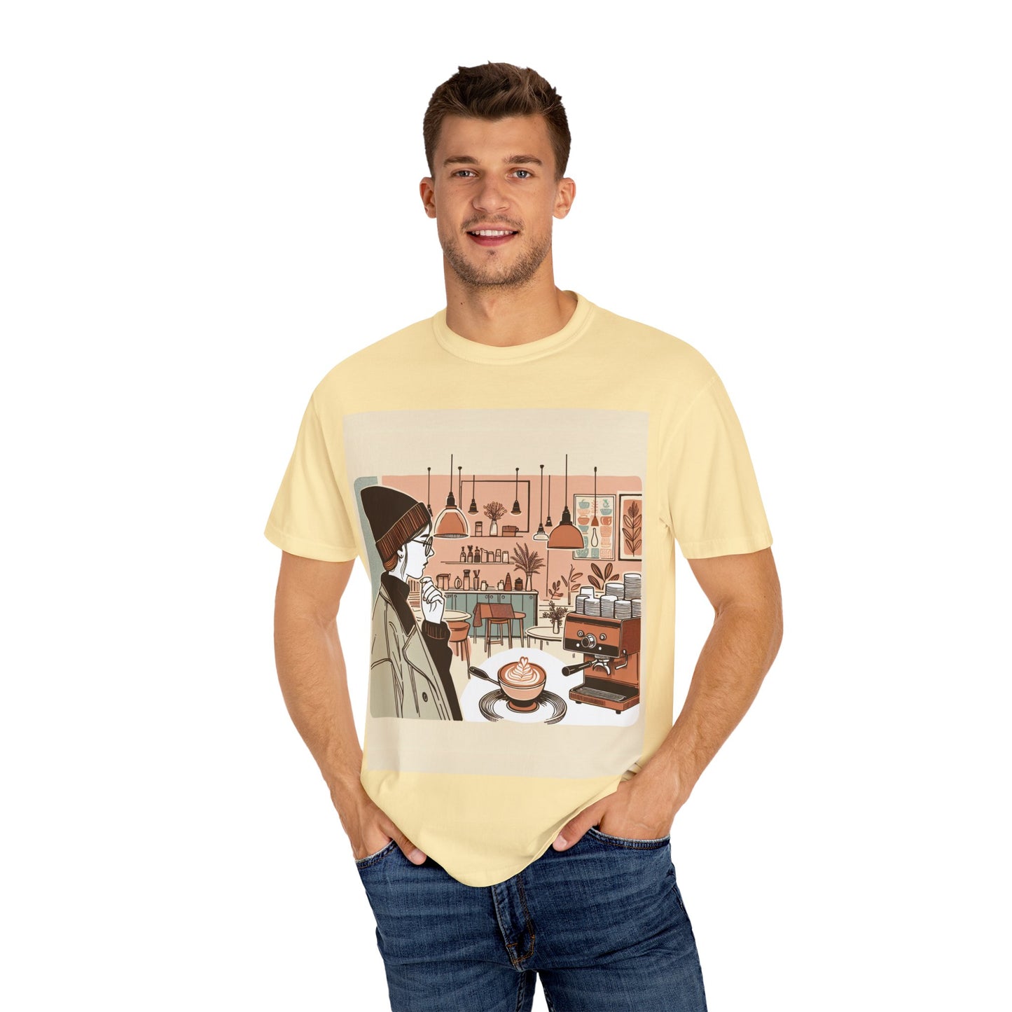 Cozy Cafe Unisex Garment-Dyed T-Shirt - Perfect for Coffee Lovers