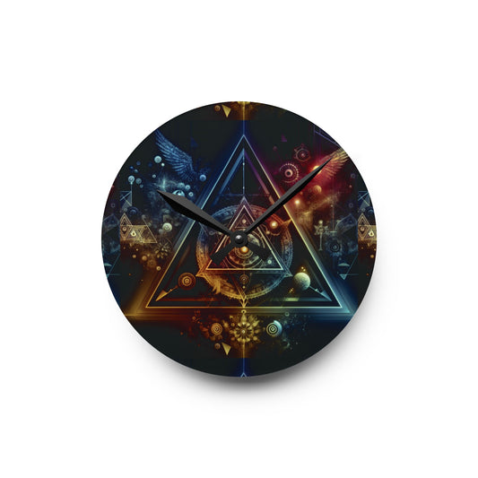 illuminati Design Mystical Geometry Acrylic Wall Clock - Stylish Home Decor with Boho Vibes