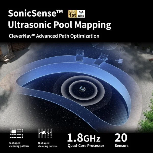 Beatbot Aquasense Pro Cordless Pool Cleaner Robot – Clarifies Water, Cleans Surface, Floor, Walls and Waterline, Intelligent Path Optimization, Surface Parking – Dark Blue - Image 3