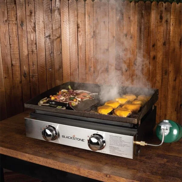 Blackstone 22″ Portable Tabletop Griddle – Dual Burner Flat Top Grill, 24,000 BTU Propane with Stainless Steel Faceplate & Rear Grease System - Image 5
