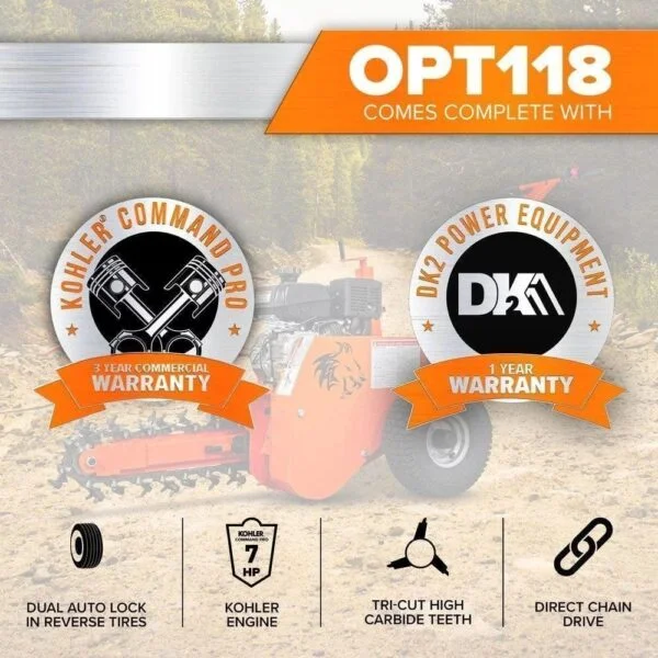 Detail K2 OPT118 18 in. 7 HP Trencher with kohler CH270 Command PRO Commercial Gas Engine - Image 2