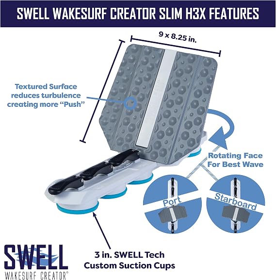 SWELL Wakesurf Creator Slim H3X - Original Slim Wake Shaper - Rotating with hydrodynamic Texture - Image 3