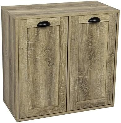 Household Essentials Laundry Sorter Cabinet, Oak Finish - Image 4