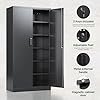 Letaya Metal Garage Storage Cabinets with Lock-72 Tall Tool Organizer Steel Lockers, 5 Adjustable Layers Shelves for Home,Office,Warehouse,Garage,(Black-72“) | with Lock, 72 Tall, Tool Organizer - Image 2