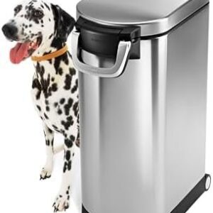 mplehuman 35 Liter, 40 lb / 18.1 kg X-Large Pet Food Storage Container for Dog Food, Cat Food, and Bird Feed, Brushed Stainless Steel