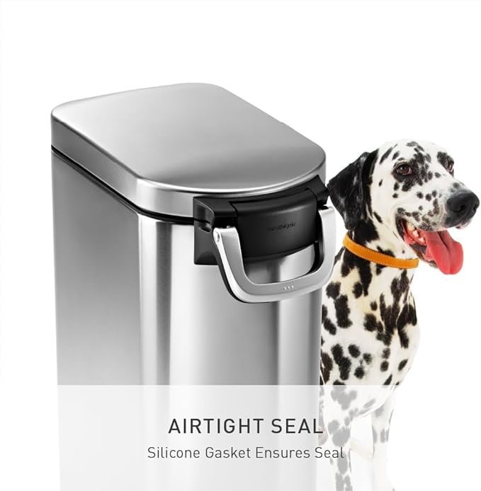 mplehuman 35 Liter, 40 lb / 18.1 kg X-Large Pet Food Storage Container for Dog Food, Cat Food, and Bird Feed, Brushed Stainless Steel - Image 2