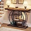 Tribesigns 41.3" Console Table, Industrial 4-Tier Sofa Table Entryway Table with Circle Base, Narrow Wood Accent Tables with Storage Shelves for Living Room, Hallway, Foyer, Rustic Brown - Image 2
