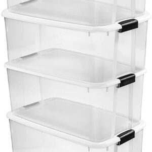 Sterilite 4-Pack Ultra Latching Box, Storage Bins with Lids, Clear Plastic, 116 Quart - Heavy-Duty Organizing Containers for Closet, Bathroom, and Office