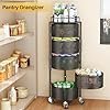 SNTD Fruit and Vegetable Basket Bowls for Kitchen with Metal Top Lid, 5 Tier Rotating Storage Rack Cart for Potato Onion Bread Banana, Wire Basket Organizer on Wheels, Large, Black - Image 2