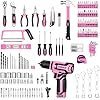 Pink Tool Kit Box Drill Set:DEKOPRO Home Mechanic Toolbox with 12V Power Cordless Drill Hand Repair Tools Sets Combo Kits Storage Organizer Drawer Case for Men & Women - Image 4