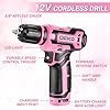 Pink Tool Kit Box Drill Set:DEKOPRO Home Mechanic Toolbox with 12V Power Cordless Drill Hand Repair Tools Sets Combo Kits Storage Organizer Drawer Case for Men & Women - Image 5