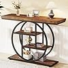 Tribesigns 41.3" Console Table, Industrial 4-Tier Sofa Table Entryway Table with Circle Base, Narrow Wood Accent Tables with Storage Shelves for Living Room, Hallway, Foyer, Rustic Brown - Image 3
