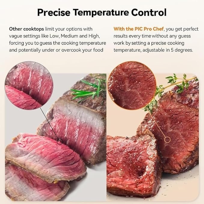 Nuwave Gold Precision Induction Cooktop, Portable, Powerful with Large 8” Heating Coil,100°F to 575°F, 3 Wattage Settings, 12” Heat-Resistant Cooking Surface - Image 2