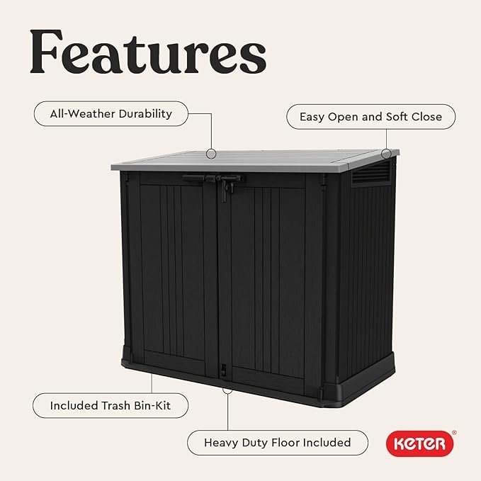 Keter Store-It-Out Prime 4.3 x 3.7 ft. Outdoor Resin Storage Shed with Easy Lift Hinges, Perfect for Yard Tools, Pool Floats and Garden Accessories, Black - Image 3