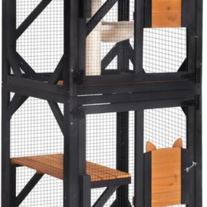 Aivituvin Cat House Window Catio Outdoor Cat Enclosure Mobile Kitty Shelter on Wheels Pet Cage with Resting Box,Hammocks,Waterproof Cover