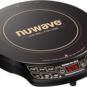 Nuwave Precision Induction Cooktop Gold, 12” Shatter-Proof Ceramic Glass Surface, Large 8” Heating Coil, Portable, 51Temp Settings 100°F to 575°F, 3 Wattage Settings 600, 900, and 1500 Watts