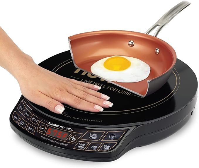 Nuwave Gold Precision Induction Cooktop, Portable, Powerful with Large 8” Heating Coil,100°F to 575°F, 3 Wattage Settings, 12” Heat-Resistant Cooking Surface - Image 5