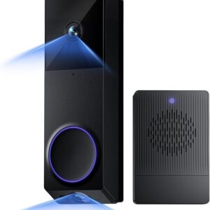 WYZE Wireless Duo Cam Video Doorbell (Chime Included), Battery Powered, 2K Full HD Video, 2 Cameras (People and Package), 2-Way Audio, Color Night Vision