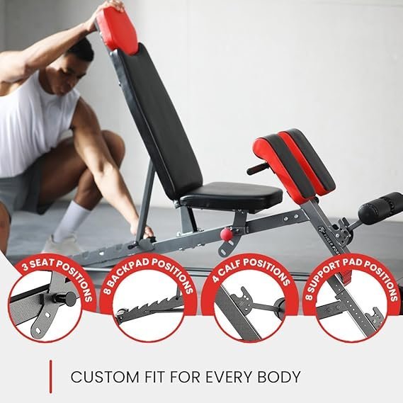 Finer Form Multi-Functional FID Weight Bench for Full All-in-One Body Workout – Hyper Back Extension, Roman Chair, Adjustable Ab Sit up Bench, Incline Decline Bench, Flat Bench - Image 4
