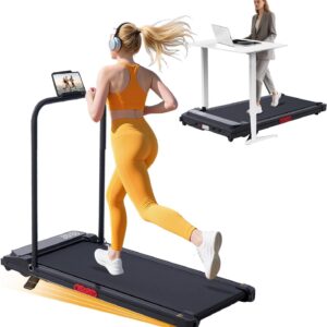 KASSADIN Walking Pad with Handle Bar, 2026 Upgrade Portable Small Treadmill with Handles for Home Small, 3.0HP Under Desk Walking Pad Treadmill with Incline, 0.6-7.6MPH, 350LBS