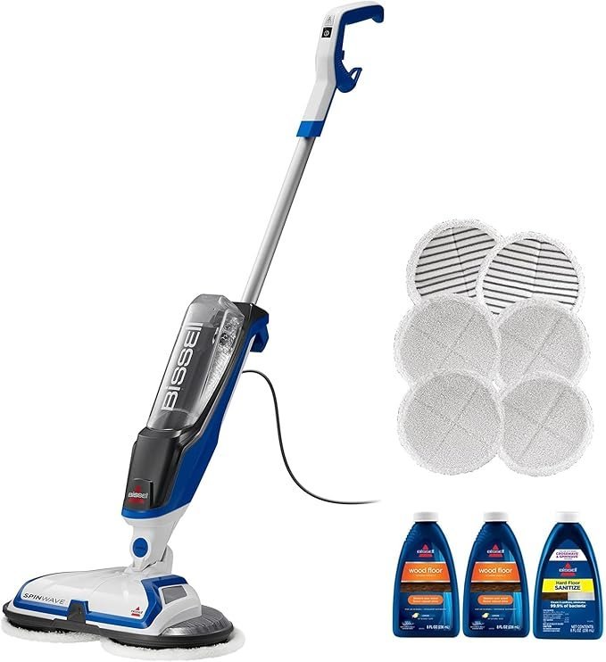 BissellĀ® SpinWave Hard Floor Expert Corded Spin Mop Cleaner with Washable mop Pads for Sealed Hard Floors, 20393