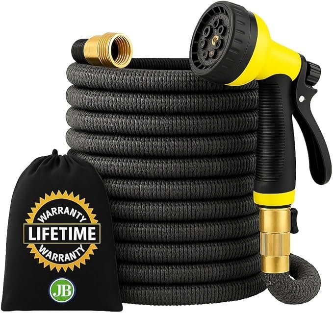 J&B XpandaHose 150ft Expandable Garden Hose – Ultra-Strong 3750D, 4-Layer Latex Core, Brass 3/4" Connectors, 10-Pattern Nozzle & Storage Bag – Lightweight, Kink-Reducing, Leak-Resistant - Image 4