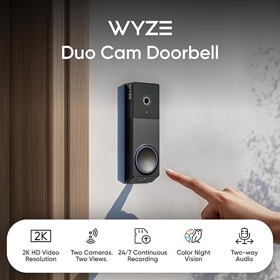 WYZE Wireless Duo Cam Video Doorbell (Chime Included), Battery Powered, 2K Full HD Video, 2 Cameras (People and Package), 2-Way Audio, Color Night Vision - Image 5
