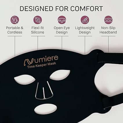 Numiere Time Keeper LED Face Mask – Lightweight, Flexible, and Multi-Wavelength Red, Blue, & Infrared (NIR) LED Contour Technology Wearable Facial Beauty Device for Personal Use and Skincare Routines - Image 3