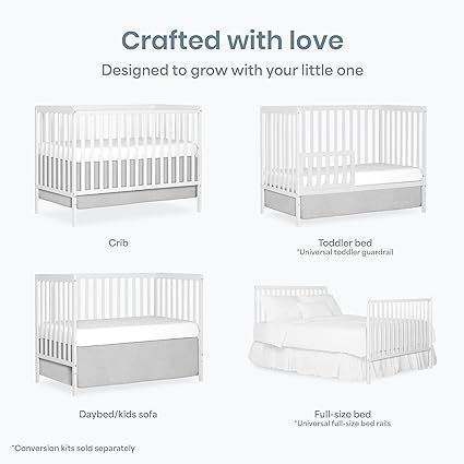 Delta Children Essex 4-in-1 Convertible Baby Crib, Bianca White with Natural Legs - Image 3