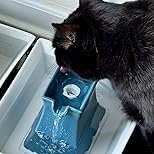 PetSafe Drinkwell Pagoda Fountain - Hygienic Ceramic Continuous Flowing Fountain - Elevated Upper Bowl & Double Free-Falling Stream Design - Minimalist Pet Hydration Station - 70 oz Capacity - Image 2