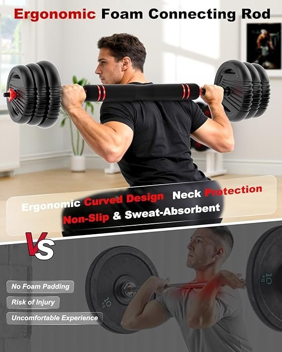 Adjustable Dumbbells, 20/30/45/70/90lbs Free Weight Set with Connector,5 in1 Dumbbells Set Used as Barbell,Kettlebells,Push up Stand,Fitness Exercises for Home Gym Suitable Men/Women - Image 2