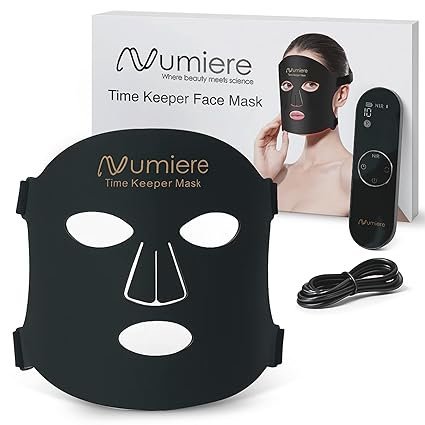 Numiere Time Keeper LED Face Mask – Lightweight, Flexible, and Multi-Wavelength Red, Blue, & Infrared (NIR) LED Contour Technology Wearable Facial Beauty Device for Personal Use and Skincare Routines