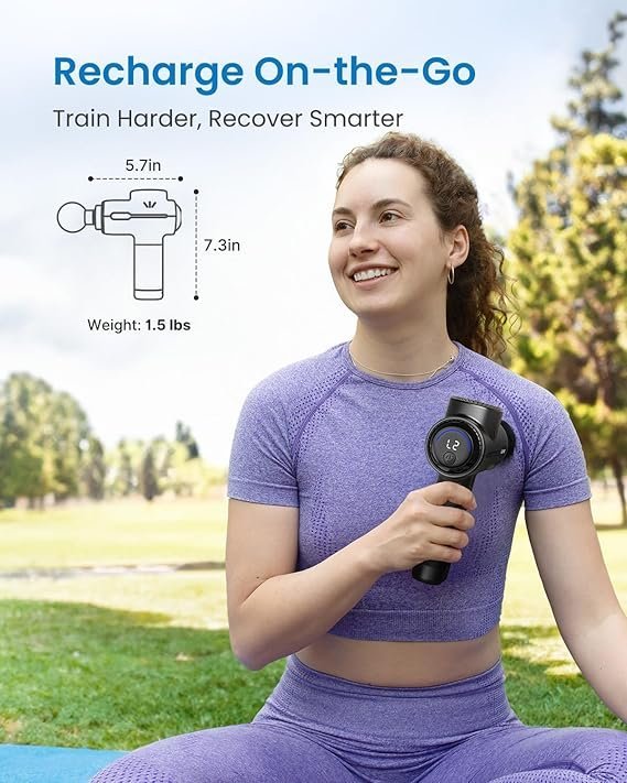 RENPHO Active+ Percussion Massage Gun, Mothers Day Gifts, 5 Adjustable Speeds for Back, Neck, Muscle Recovery - App Controlled Guided Courses, with Carry Case for Professional Athlete, Gym and Travel - Image 2