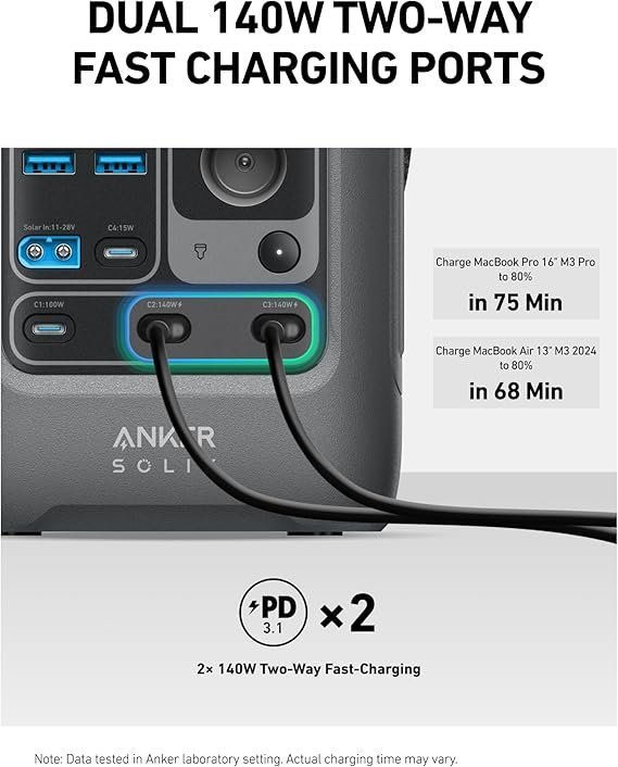Anker SOLIX C300 DC Power Bank Station, Outdoor 288Wh Portable Power Station, LiFePO4 Battery, 300W Solar Generator, for Camping, Traveling, and Emergencies (No Wall Charger Included) - Image 2