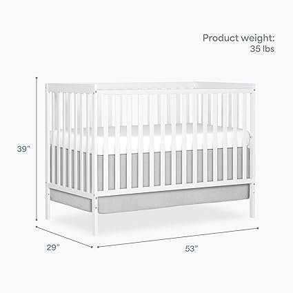 Delta Children Essex 4-in-1 Convertible Baby Crib, Bianca White with Natural Legs - Image 2