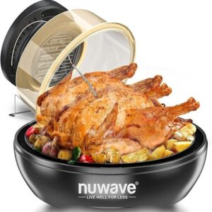 Nuwave Air Fryer Infrared Convection Oven, Cook Fresh or Frozen, No Defrosting or Preheating, 360 Surround Heat, Cooking from 50 to 400 Degrees, 100 Presets, 50 Memory, 360 Food Easy-View, PFAS Free