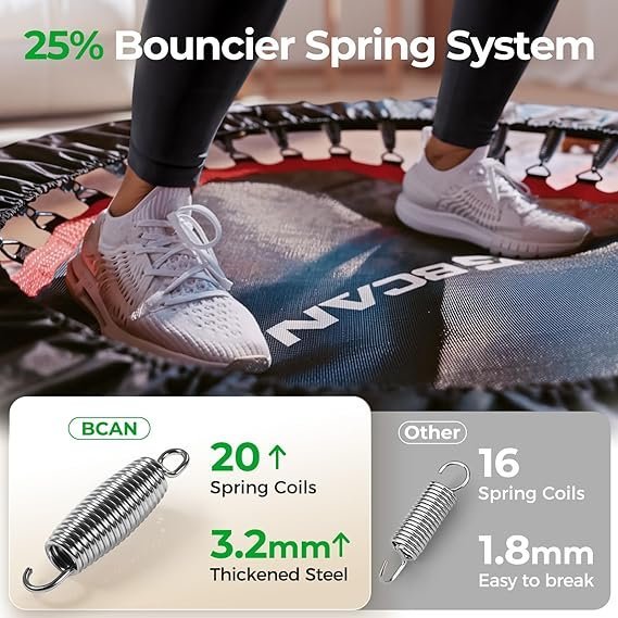 BCAN SP2 40/48" Foldable Mini Trampoline Max Load 330lbs/440lbs, Fitness Rebounder with Adjustable Foam Handle, Exercise Trampoline for Adults Indoor/Garden Workout | FED Fitness - Image 2