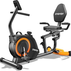 Recumbent Exercise Bike for Home Use, Quiet Recumbent Stationary Bikes for Adults & Seniors, 16-Level Resistance, Adjustable Seat, Supports 400LB, Pulse Sensors & LCD Display