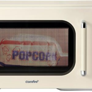 COMFEE' Retro Microwave Oven, Small Microwave with 6 Auto Menus, 0.9 cu.ft Countertop Compact Microwave with Multi-stage Cooking, Mute Function, LED digital, Apricot/900W, CMO-MMP02AA(AT)